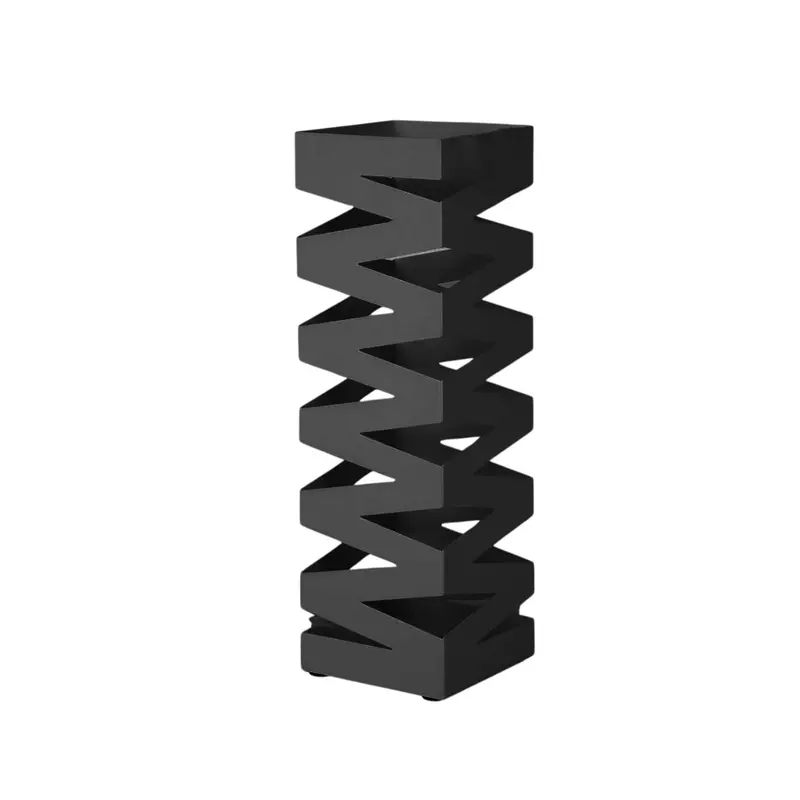 OWIJI Portaombrelli Ferro Nero Interno Esterno Impermeabile Design Moderno Zig Zag Casa Ufficio