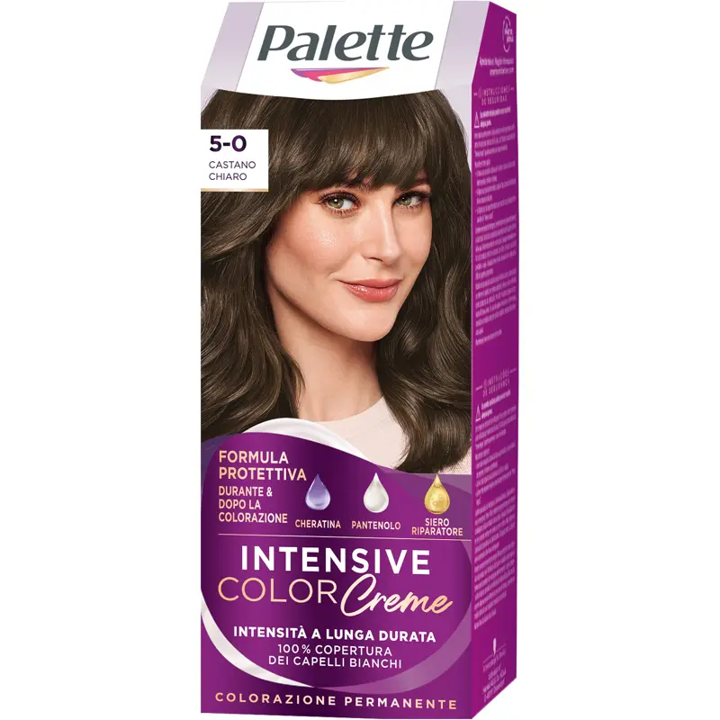 PALETTE INTENSIVE COLOR CREME COLORAZIONE PERMANENTE FORMULA PROTETTIVA N. 5-0 CASTANO CHIARO
