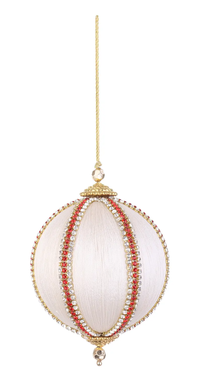 Palla di Natale avorio con perline diamond | Rohome