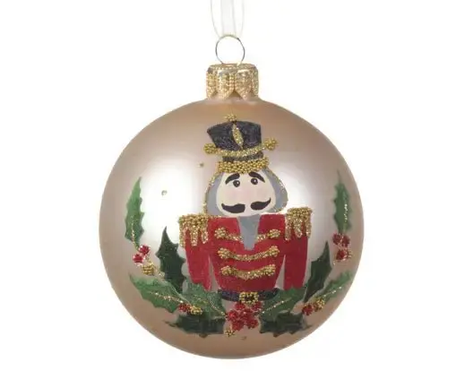 Palla di natale d.8cm colore light gold con Nutcracker | Rohome