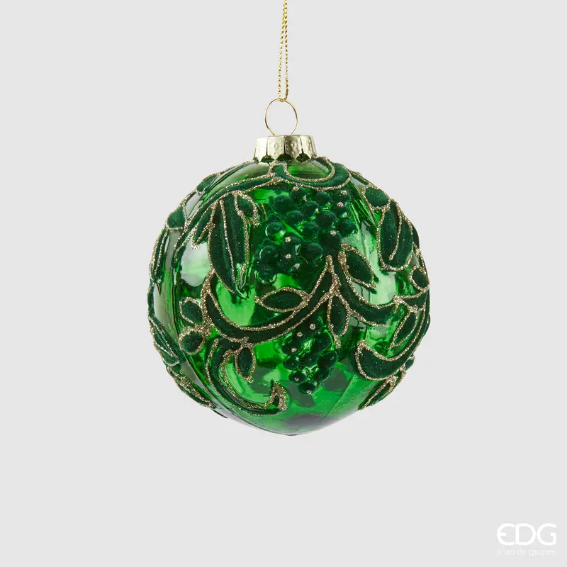 Palla di natale Edg verde con disegni D. 8cm | rohome