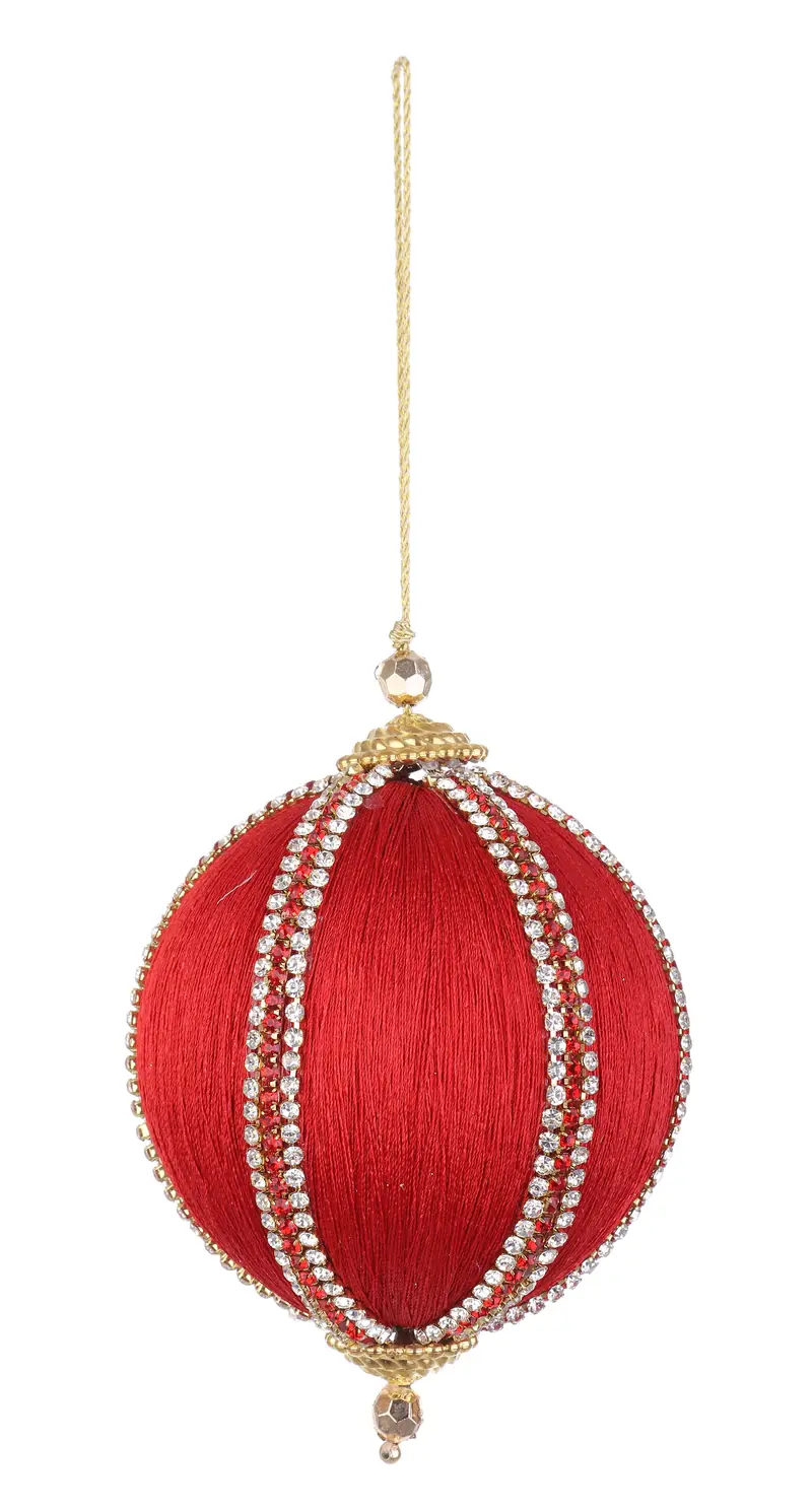Palla di Natale rossa con perline diamond | Rohome