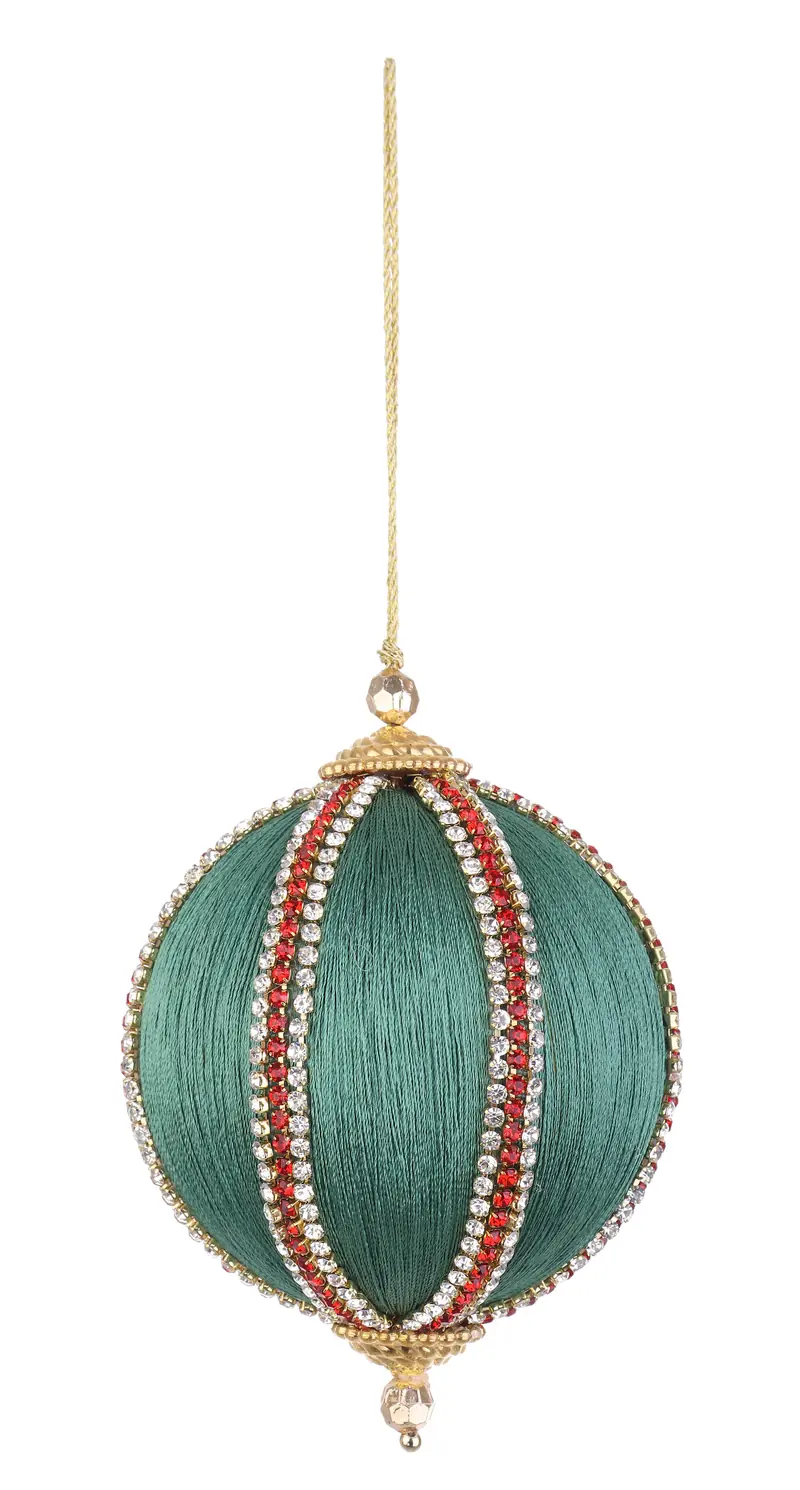Palla di Natale verde con perline diamond | Rohome