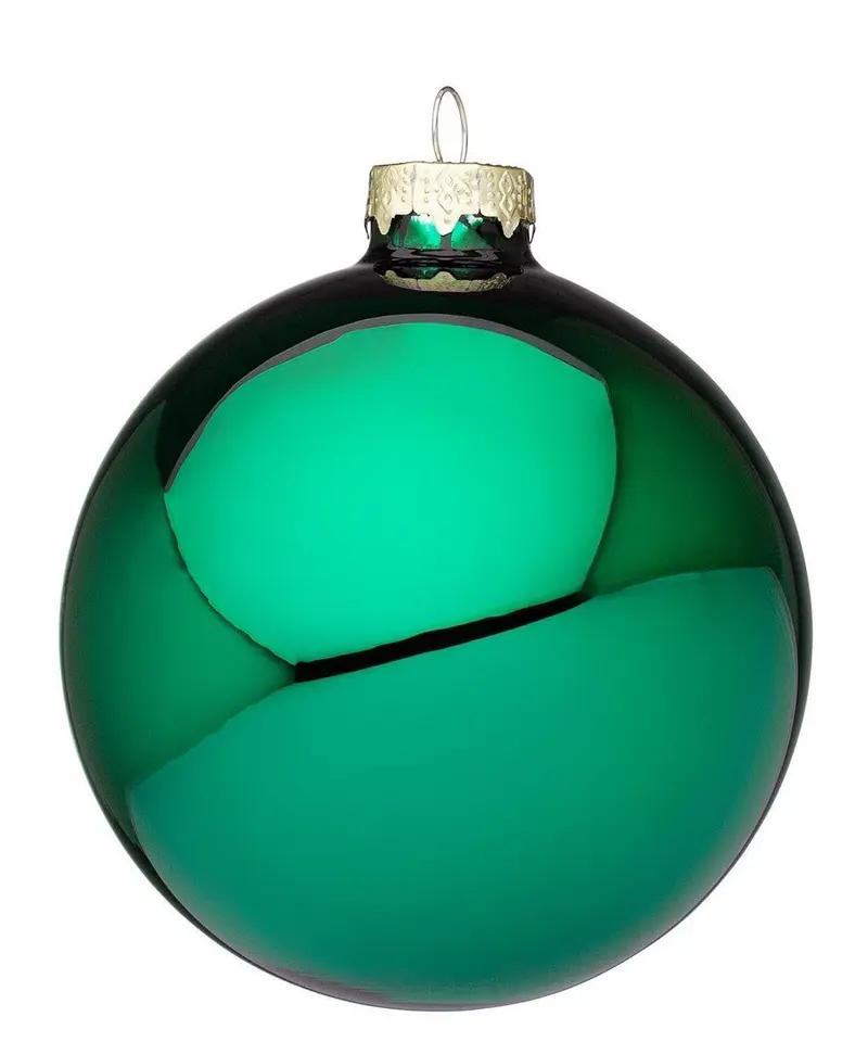 Palla di Natale vetro verde smeraldo lucido D. 10cm | Rohome