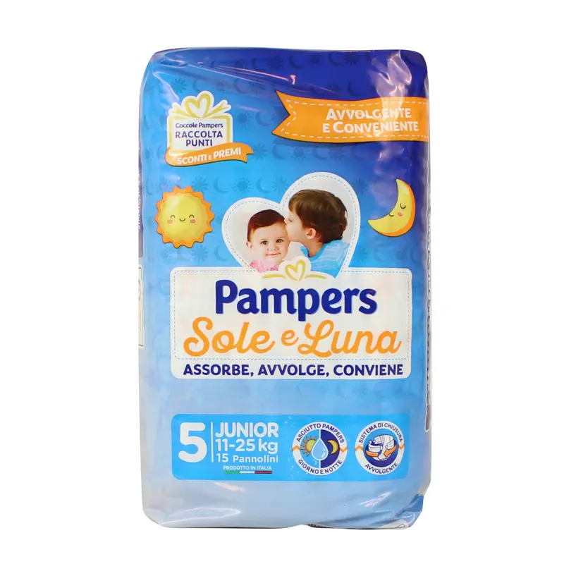 PAMPERS PANNOLINI SOLE E LUNA 5 JUNIOR 11-25 Kg 15 PZ.