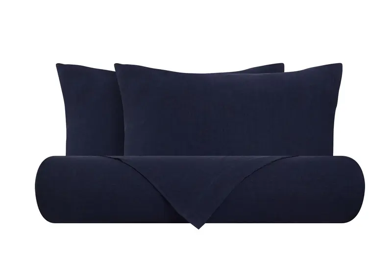 Parure copripiumino in puro lino stone washed Blu Notte