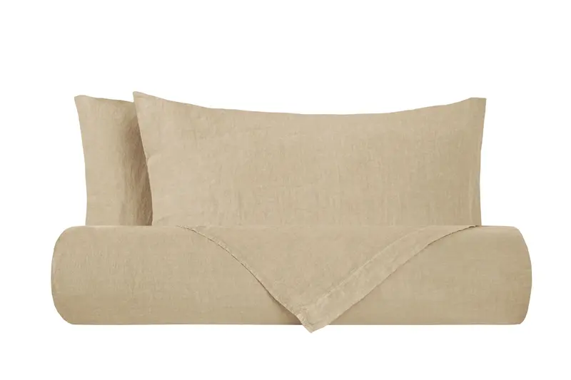 Parure copripiumino in puro lino stone washed Sabbia