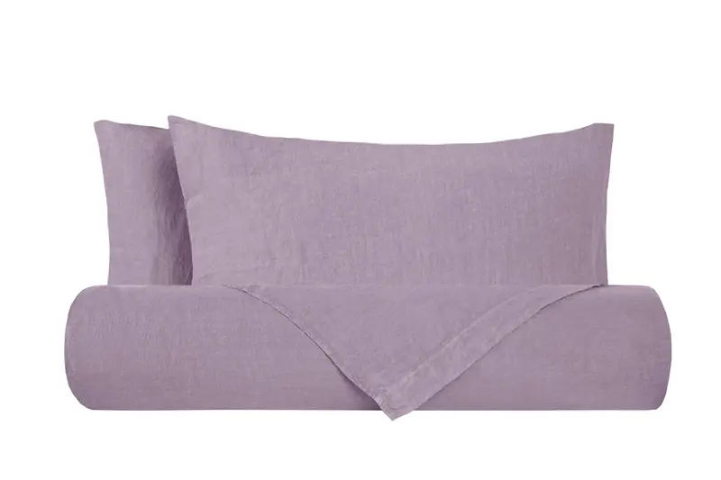 Parure copripiumino in puro lino stone washed Violetta