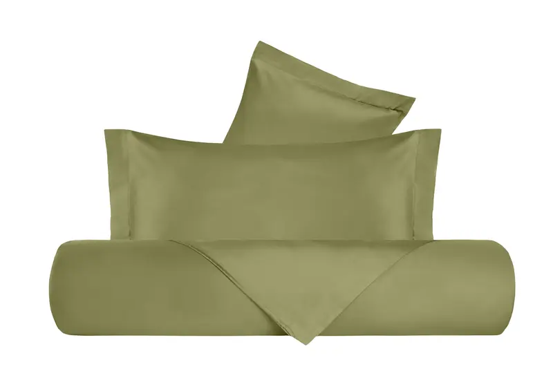 Parure Copripiumino in Raso di puro cotone Verde Oliva