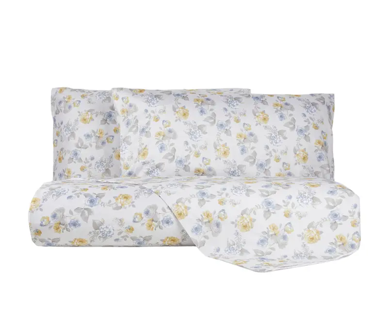 Parure letto in Raso di puro cotone Romance Azzurro