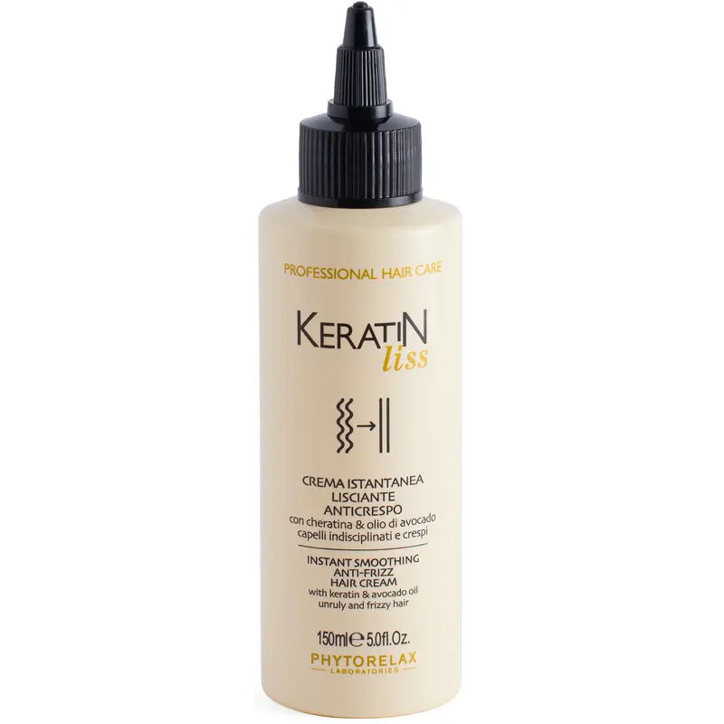 PHYTORELAX KERATIN LISS PROFESSIONAL HAIR CARE CREMA ISTANTANEA LISCIANTE ANTICRESPO CON CHERATINA E OLIO DI AVOCADO 150 ML