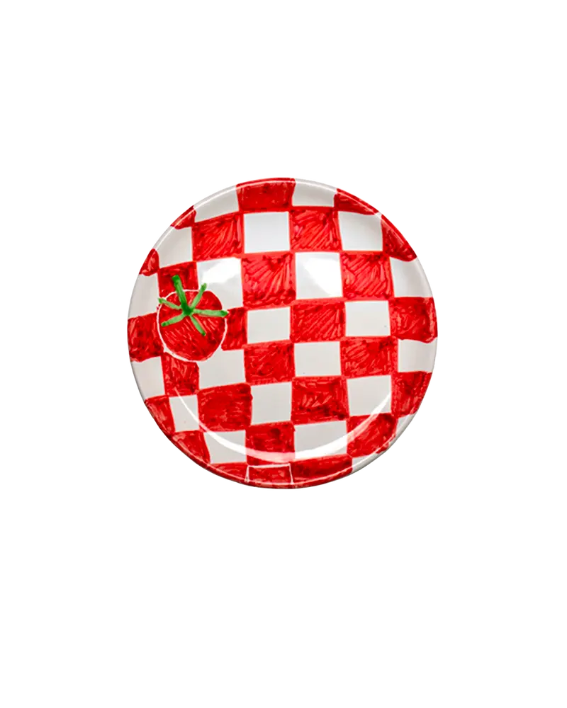 Picnic Plate - Chessboard Red