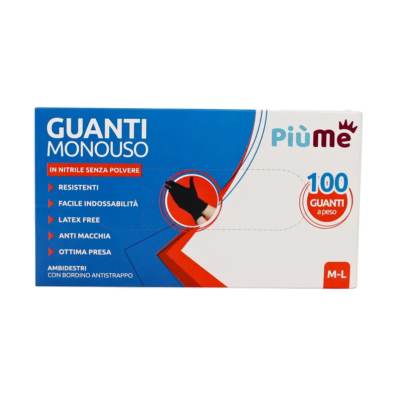 PIUME GUANTI IN NITRILE USA & GETTA 100 PEZZI MISURA M/L
