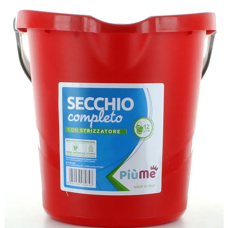 PIUME SECCHIO OVALE COMPLETO CON STRIZZATORE 12 LT