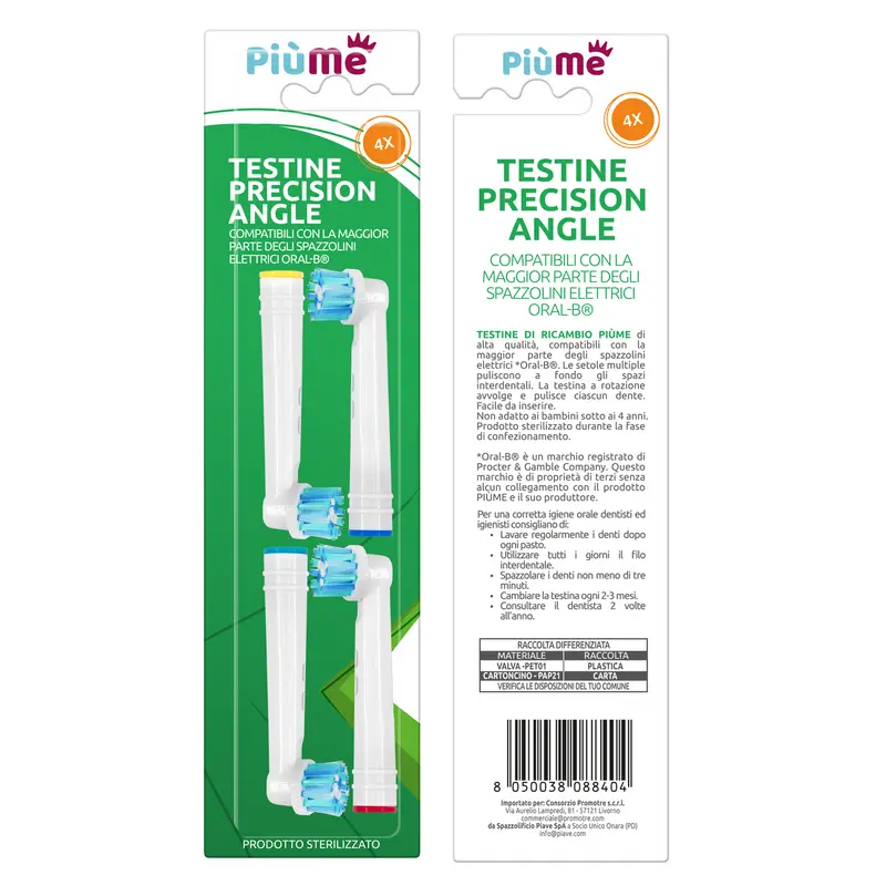 PIUME TESTINE PRECISION ANGLE 4 RICAMBI per SPAZZOLINI ELETTRICI