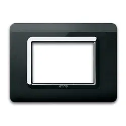 Placca AVE 44PY03NAL Tecnopolimero Nero/Alluminio 3 Moduli - Serie Sistema 44