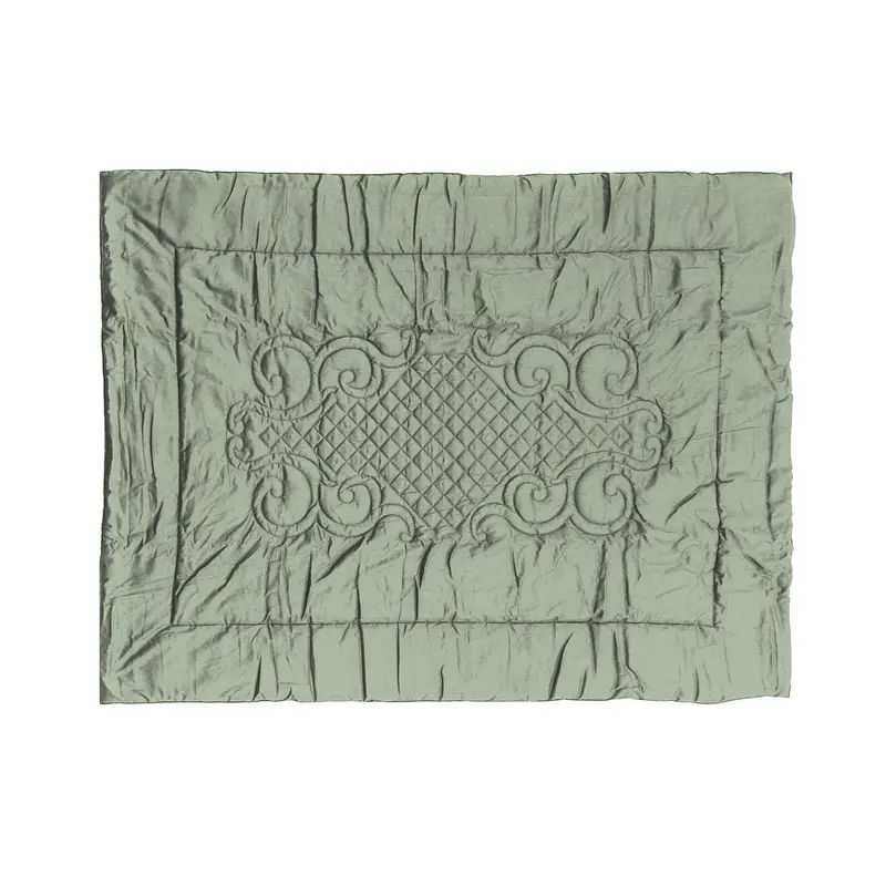 Plaid Arredo  140 x 180 cm in Raso di puro cotone Verde Chiaro