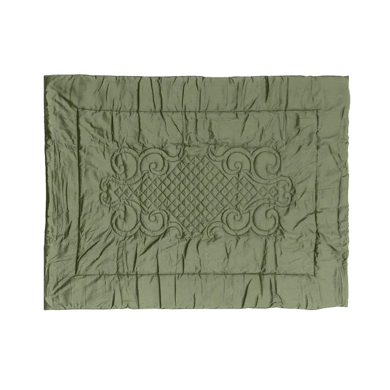 Plaid Arredo 140 x 180 cm in Raso di puro cotone Verde Oliva