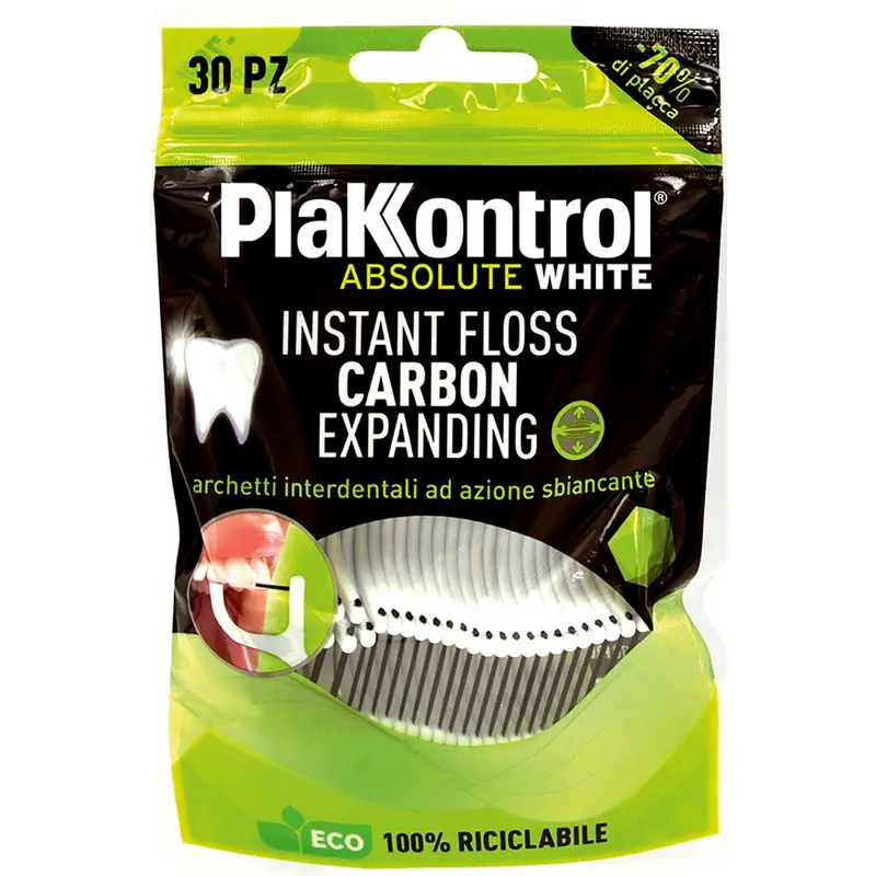 PLAKKONTROL PROFESSIONAL ABSOLUTE WHITE 30 ARCHETTI INTERDENTALI INSTANT FLOSS CARBON