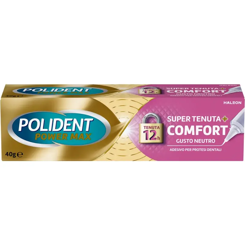 POLIDENT POWER MAX SUPER TENUTA + COMFORT GUSTO NEUTRO ADESIVO PROTESI 40 grammi