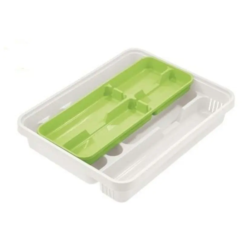 Porta Posate Mixy Con Elementi Laterali Bianco/Lime - 31X39.5Xh7 Cm