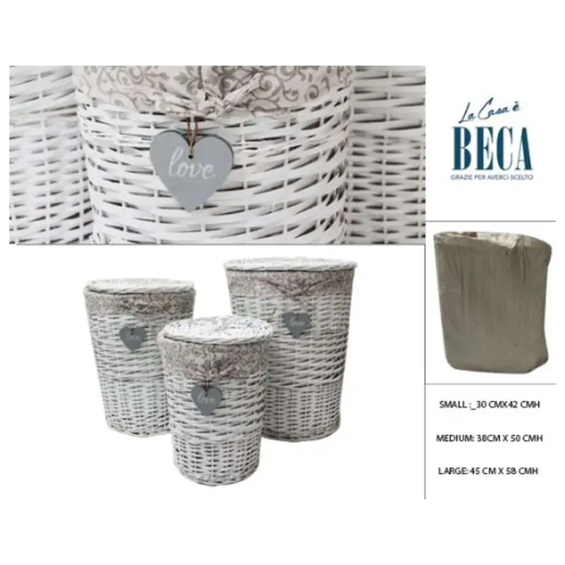 Portabiancher 3Pz Tondo Home Vimini Bian