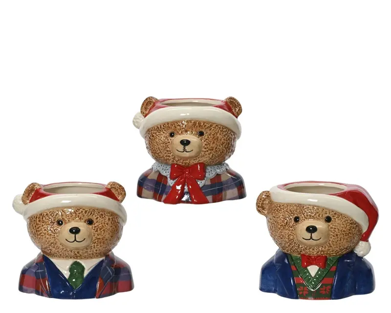 Portavaso Natalizio Orsetto con Cappello di Babbo Natale | rohome
