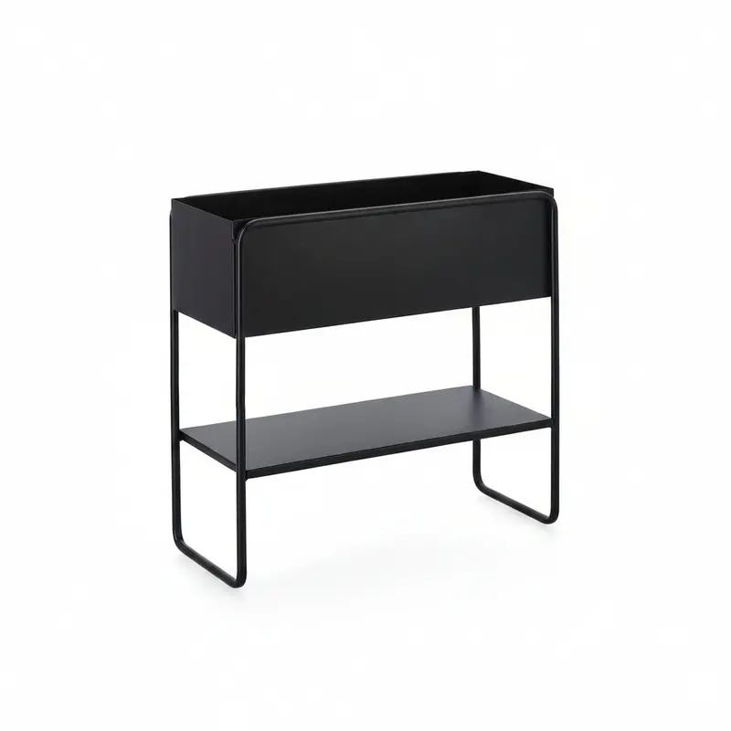 Portavaso rettangolare in metallo nero 45x44 | Rohome