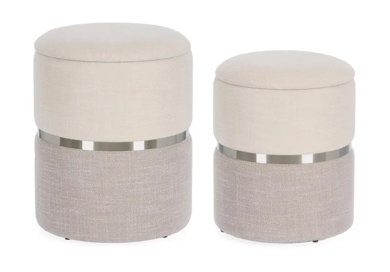Pouf contenitore dinka bianco e grigio | Rohome