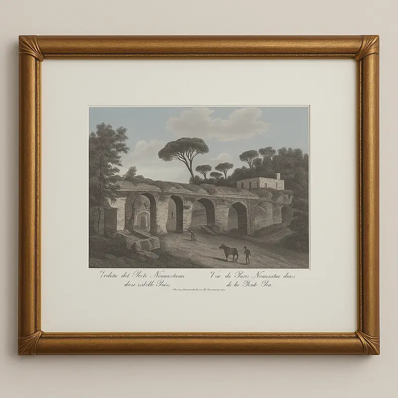 Quadro Stampa Napoli Ponti Rossi Oro 45x36 cm Elegante