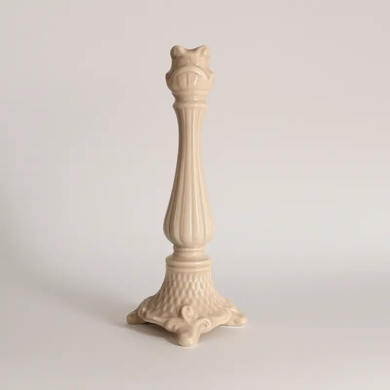 Rebirth Portacandele Ceramica Avorio Design Moderno H 26 cm