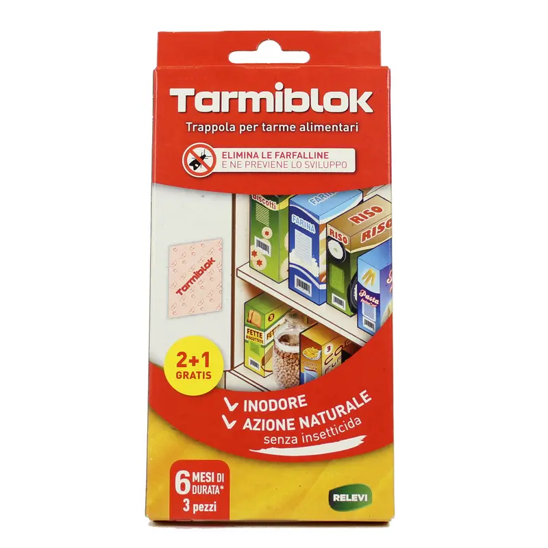 RELEVI TARMIBLOK TRAPPOLA FARFALLINE DEL CIBO FOGLIETTI 2+1 PEZZI