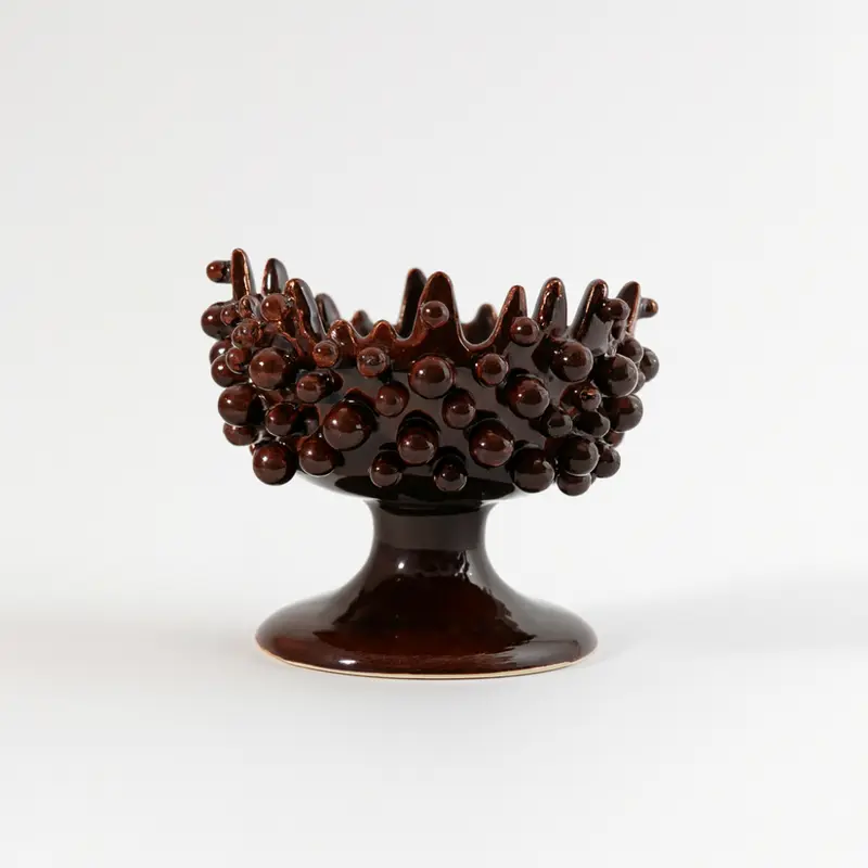 Riccio Caprese Porta Candela Perles Marrone H8x9cm
