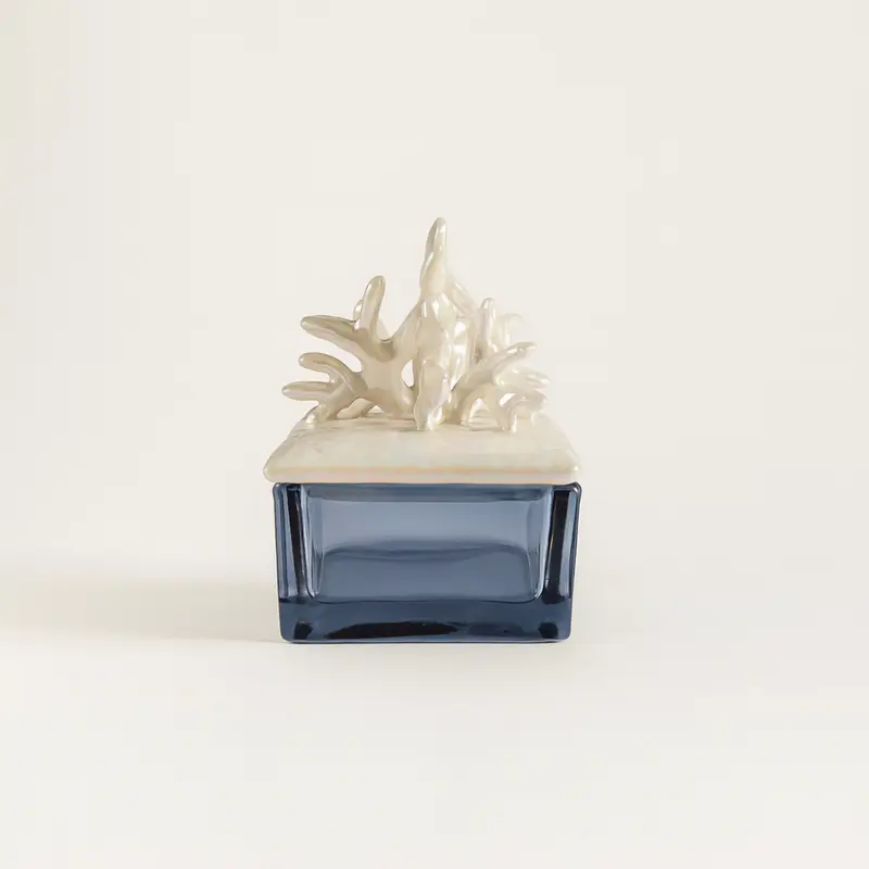 Riccio Caprese Scatola Coral Bianca Ceramica H10x7 cm