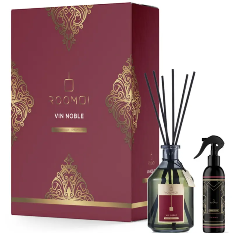 ROOMOI COFANETTO VIN NOBLE; REED DIFFUSER 200 ML + SPRAY 100 ML + BASTONCINI