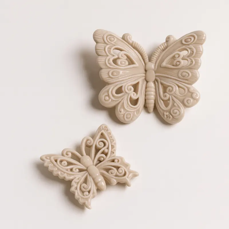 Rosa Ceramiche Farfalle Traforata Ceramica Grigio Tortora 13/8 cm