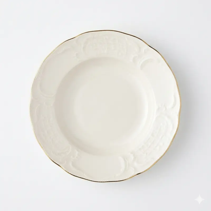 Rosenthal Piatto Fondo Porcellana Avorio Oro Sanssouci 23cm