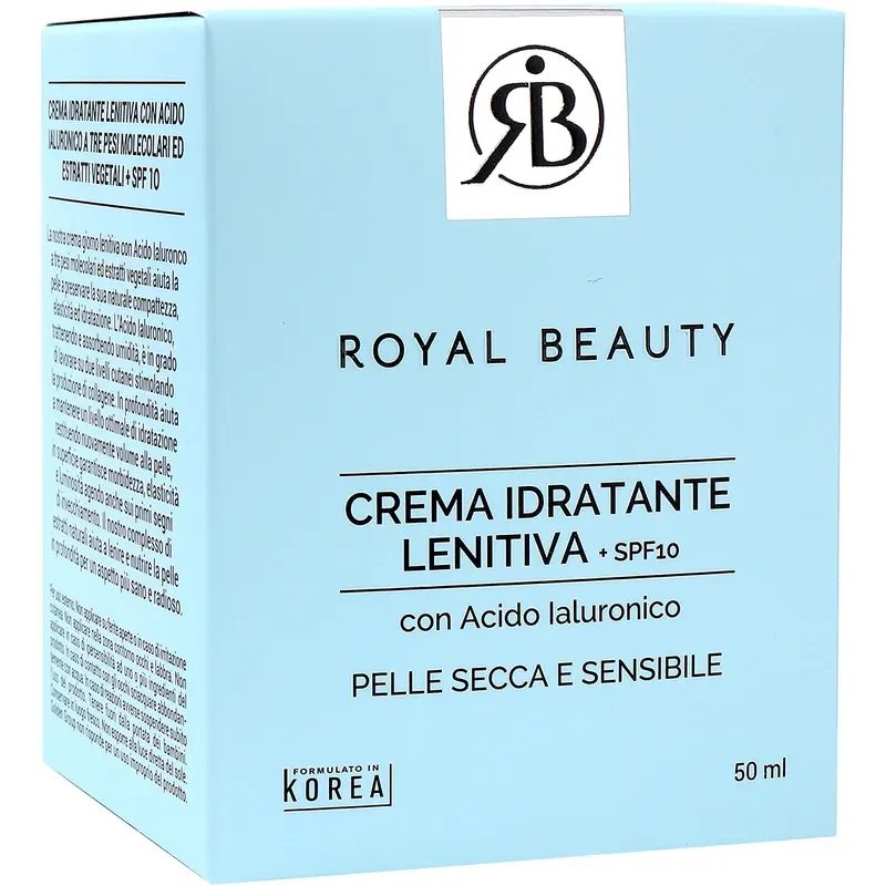 ROYAL BEAUTY CREMA IDRATANTE LENITIVA SPF10 CON ACIDO IALURONICO PER PELLE SECCA e SENSIBILE 50 ML