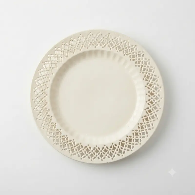 Royal Creamware Piatto da Collezione Traforato Avorio Ø 27,5 cm