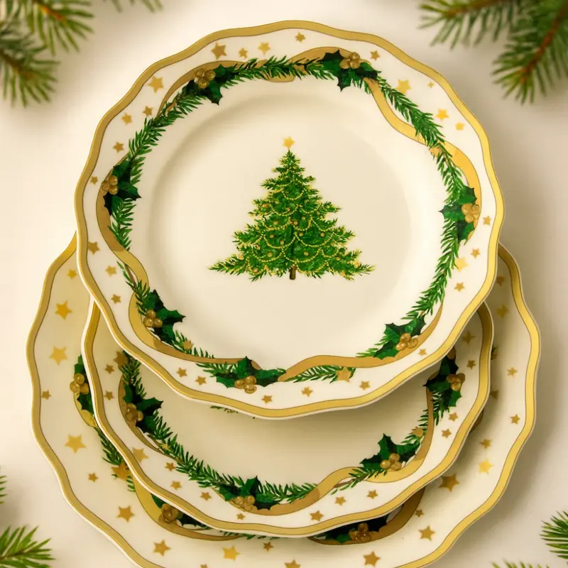 Royal Family Servizio 18 Piatti Porcellana Gold Christmas