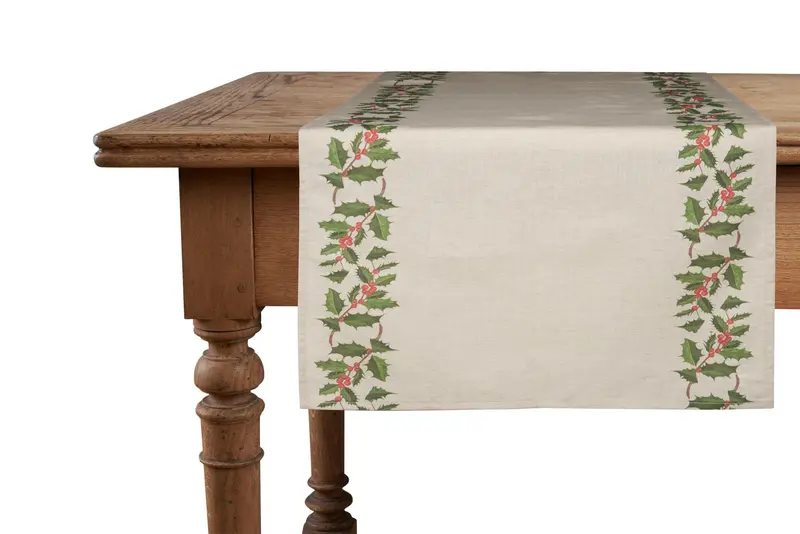Runner da tavola feste natale natalizia in misto lino decoro natale natalizio morbido resistente elegante made in italy AGRIFOGLIO