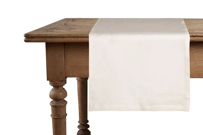 Runner da tavola in 100% puro lino lavato delavè stone washed morbido resistente elegante made in italy AVORIO