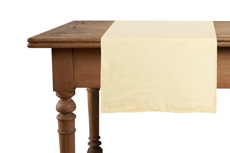 Runner da tavola in 100% puro lino lavato delavè stone washed morbido resistente elegante made in italy GIALLO PASTELLO