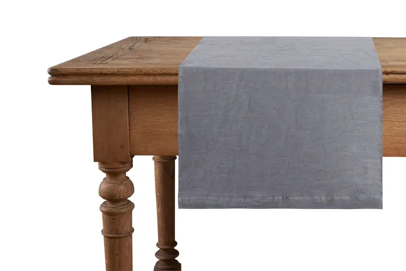 Runner da tavola in 100% puro lino lavato delavè stone washed morbido resistente elegante made in italy GRIGIO TIFONE