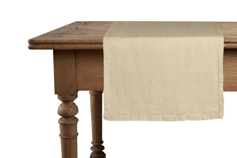 Runner da tavola in 100% puro lino lavato delavè stone washed morbido resistente elegante made in italy SABBIA