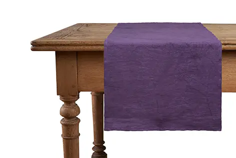 Runner da tavola in 100% puro lino lavato delavè stone washed morbido resistente elegante made in italy VIOLA