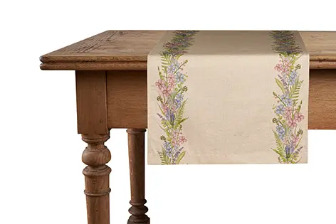Runner da tavola in misto lino stampa floreale fiori morbido resistente elegante made in italy FIORI DI CAMPO