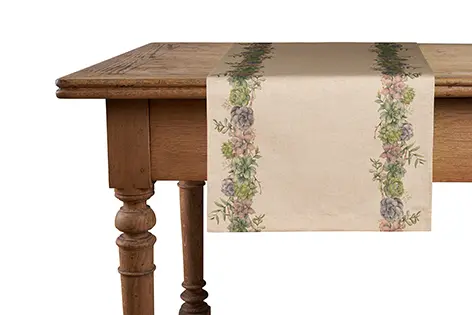 Runner da tavola in misto lino stampa floreale fiori morbido resistente elegante made in italy SUCCULENTE