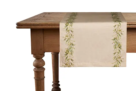 Runner da tavola in misto lino stampa floreale fiori morbido resistente elegante made in italy ULIVO