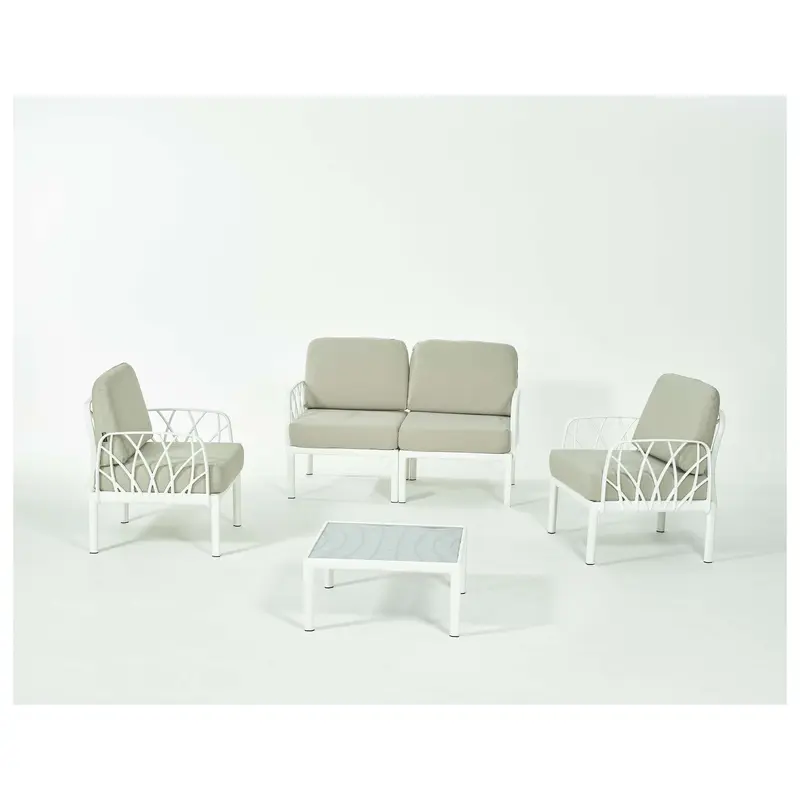 Salotto Garda 4 Pz Con Cuscini Bianco
